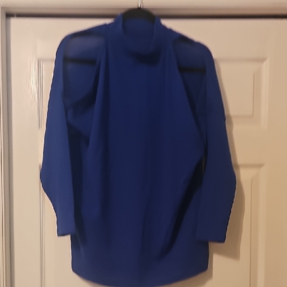 Elegant Royal Blue Blouse with Cutout Shoulders